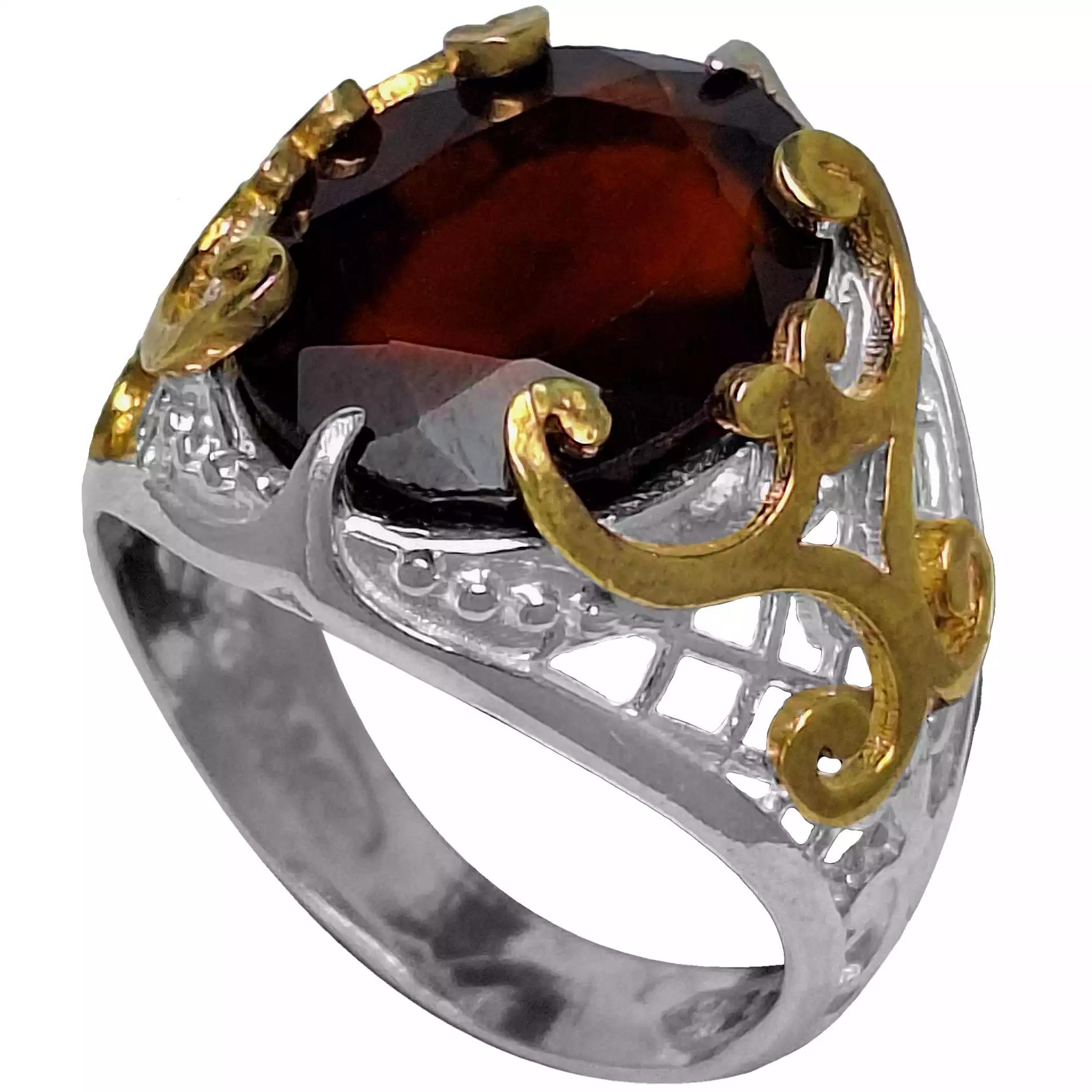 انگشتر نقره مردانه گارنت سرخ رکاب همایونی 