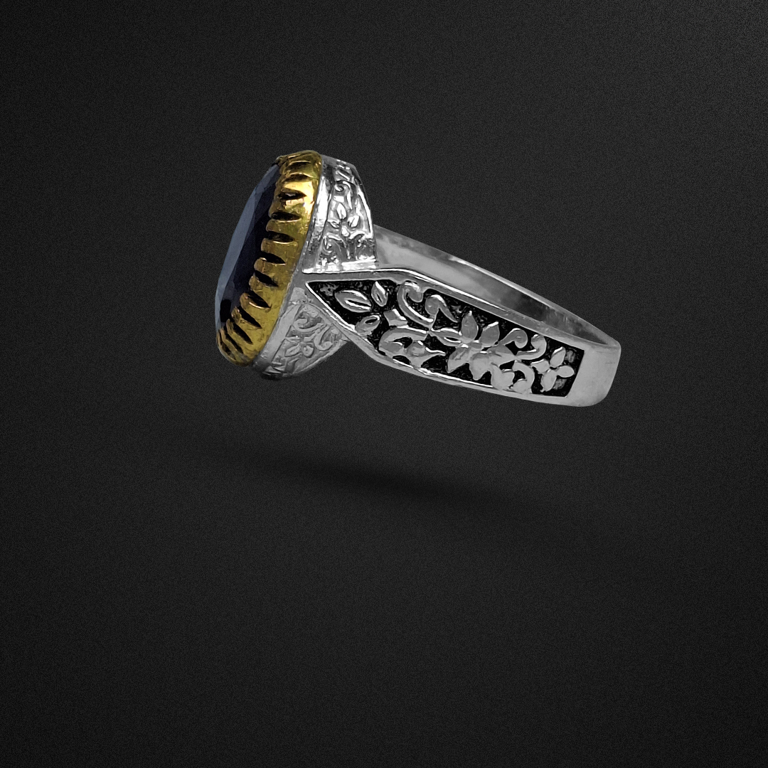 انگشتر نقره مردانه یاقوت کبود آفریقایی