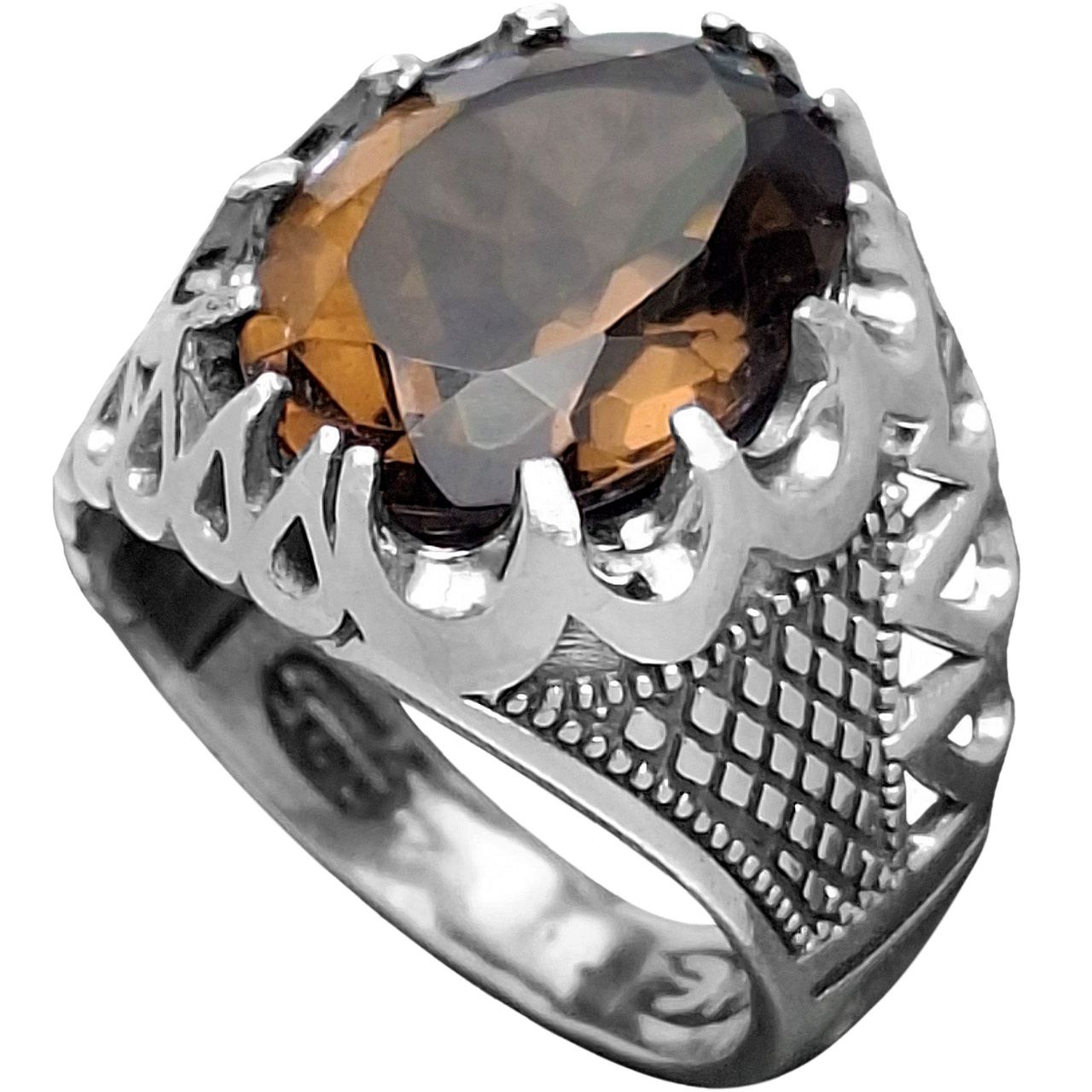 انگشتر نقره مردانه کوارتز مدل اشک ها و لوزی ها