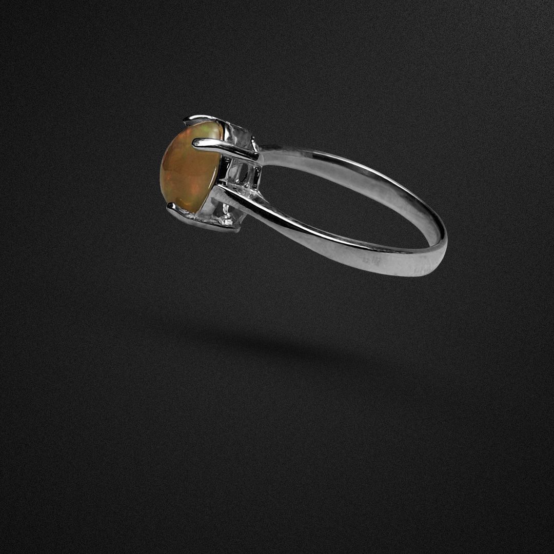 انگشتر نقره زنانه اپال اتیوپی ساده مینیمال