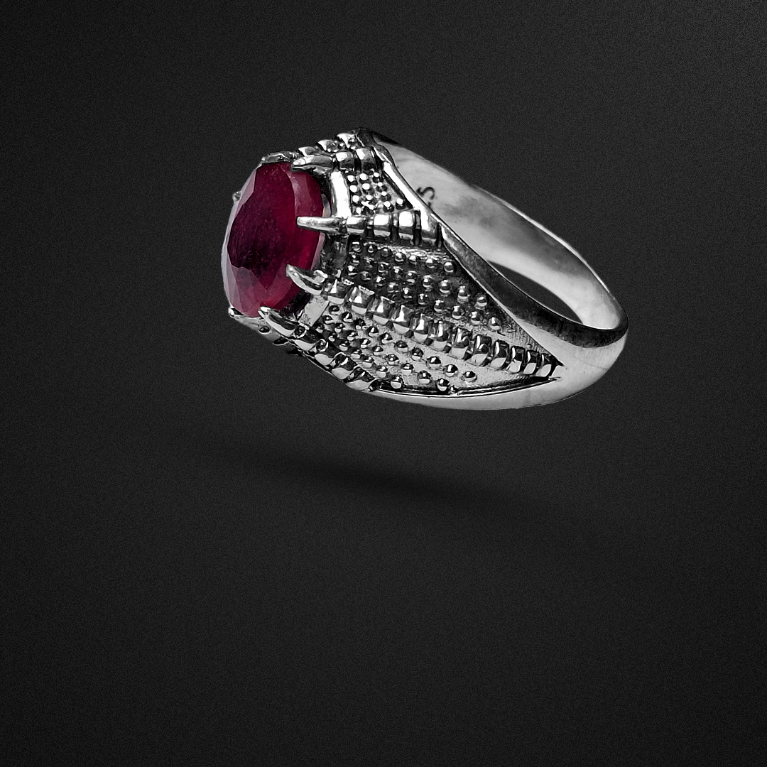 انگشتر نقره مردانه یاقوت سرخ آفریقایی