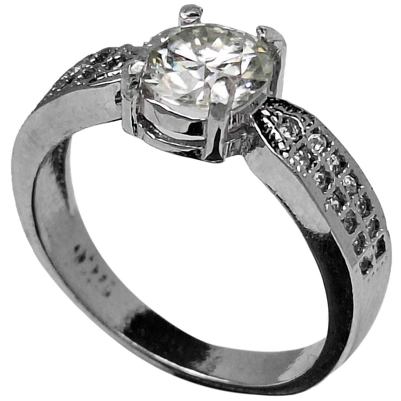 انگشتر نقره زنانه الماس روسی موزانایت رکاب مینیمال 