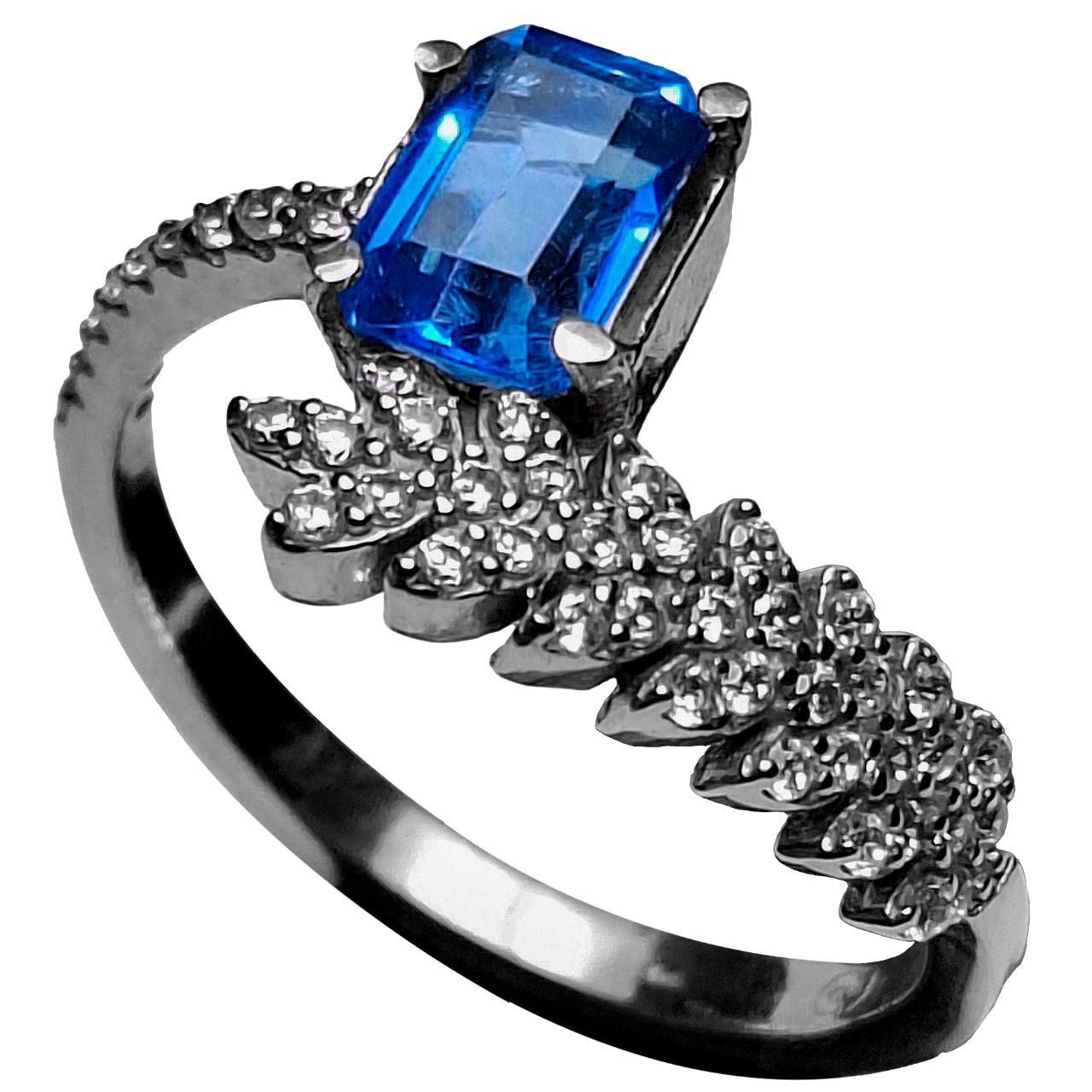 انگشتر نقره زنانه توپاز سوئیس رکاب خوشه گندم