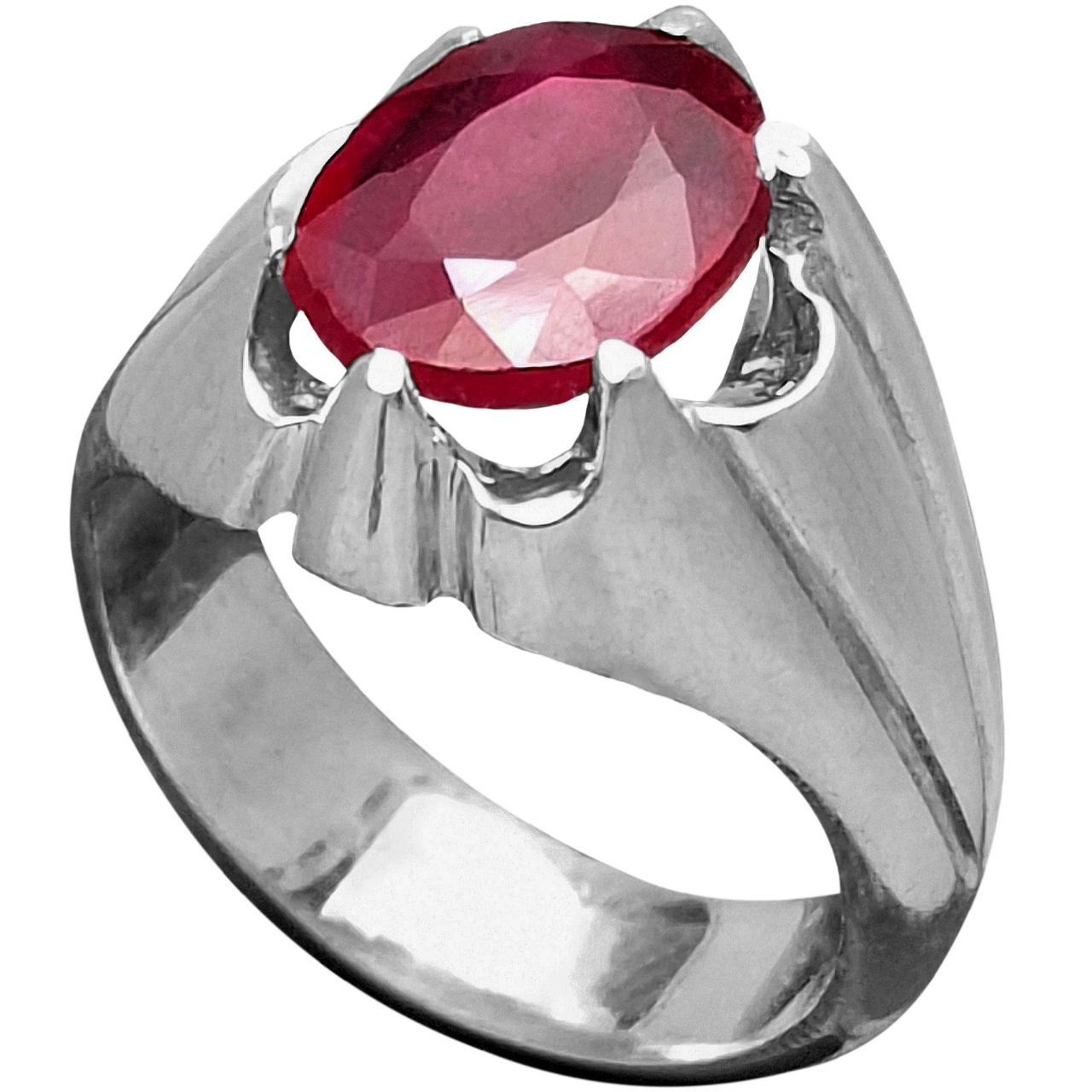 انگشتر نقره مردانه یاقوت سرخ آفریقایی ساده