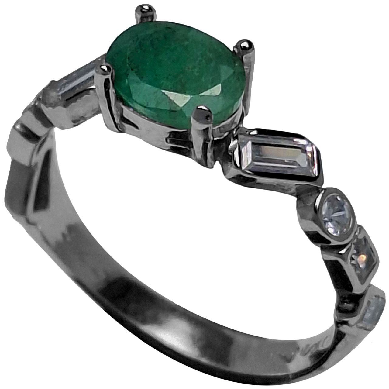 انگشتر نقره زنانه زمرد زامبیا مینیمال