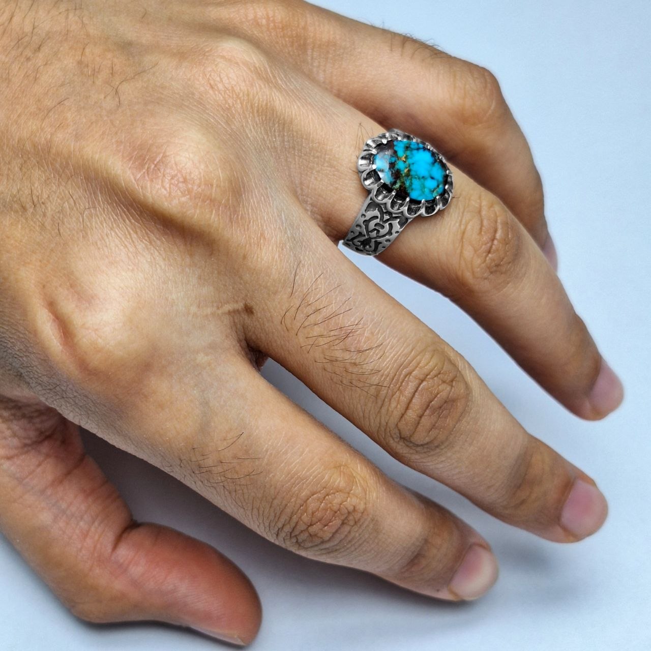 انگشتر نقره مردانه فیروزه نیشابور