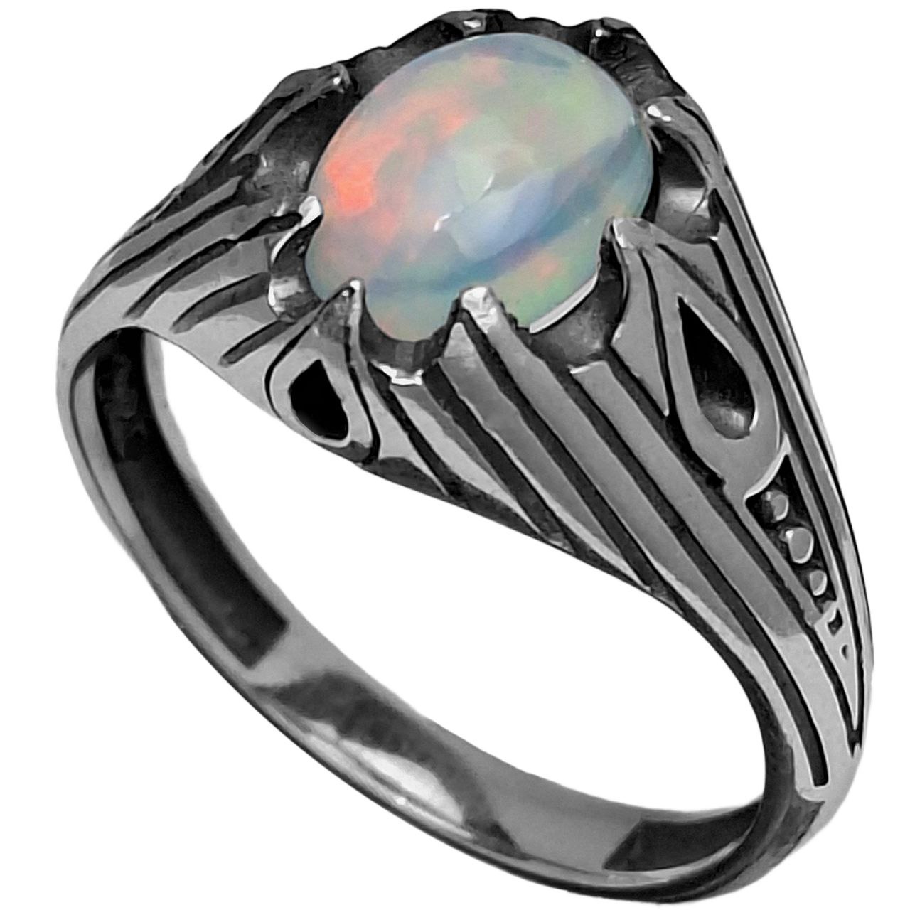 انگشتر نقره مردانه اپال مینیمال