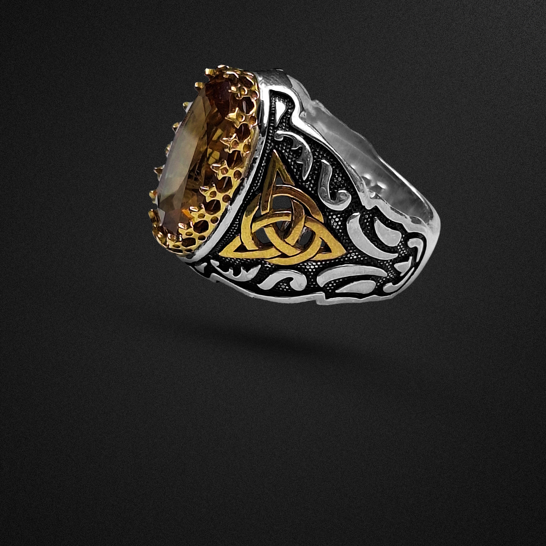  انگشتر نقره مردانه الکساندریت رکاب گره بی‌نهایت