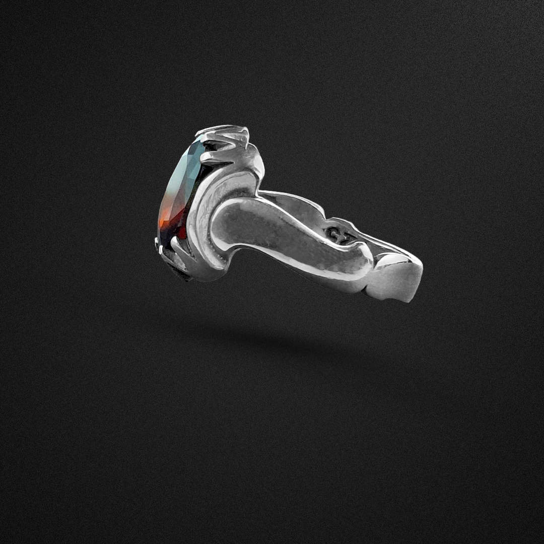  انگشتر نقره مردانه  گارنت سرخ