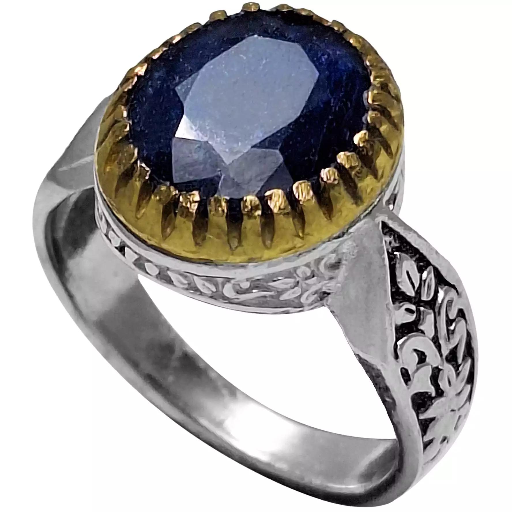 انگشتر نقره مردانه یاقوت کبود آفریقایی