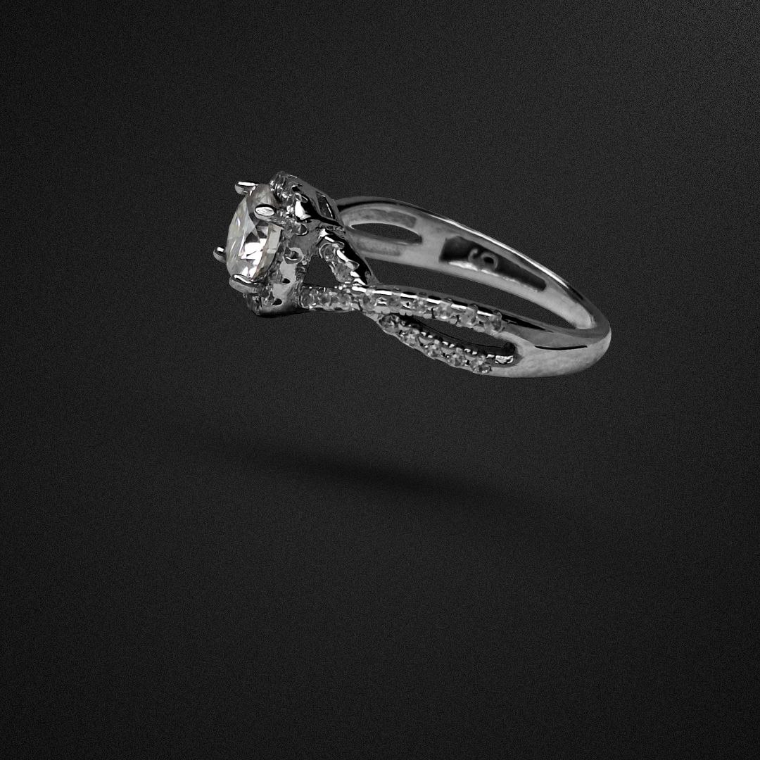 انگشتر نقره زنانه الماس روسی موزانایت مینیمال کروموزوم