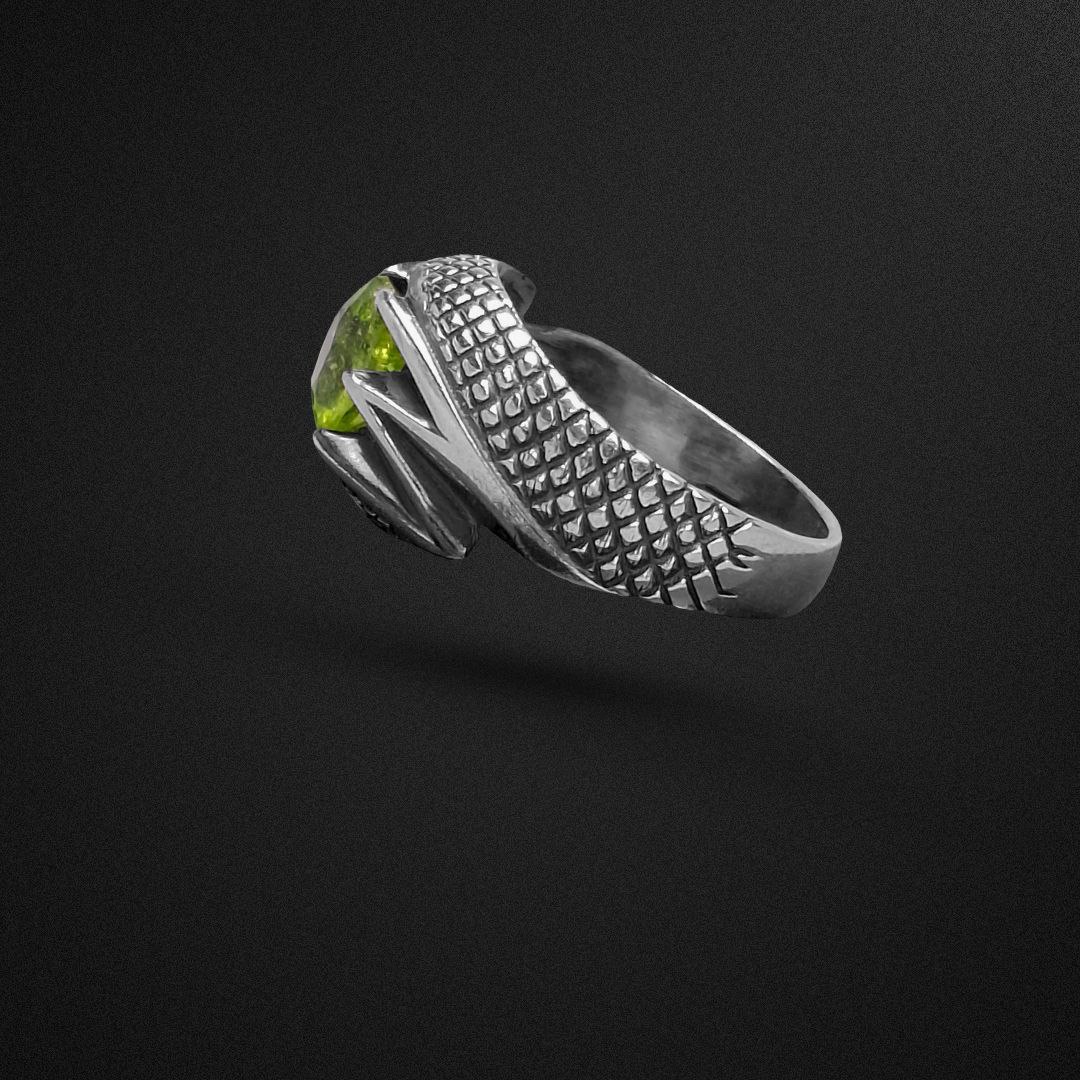 انگشتر نقره مردانه زبرجد دبلیو چنگ