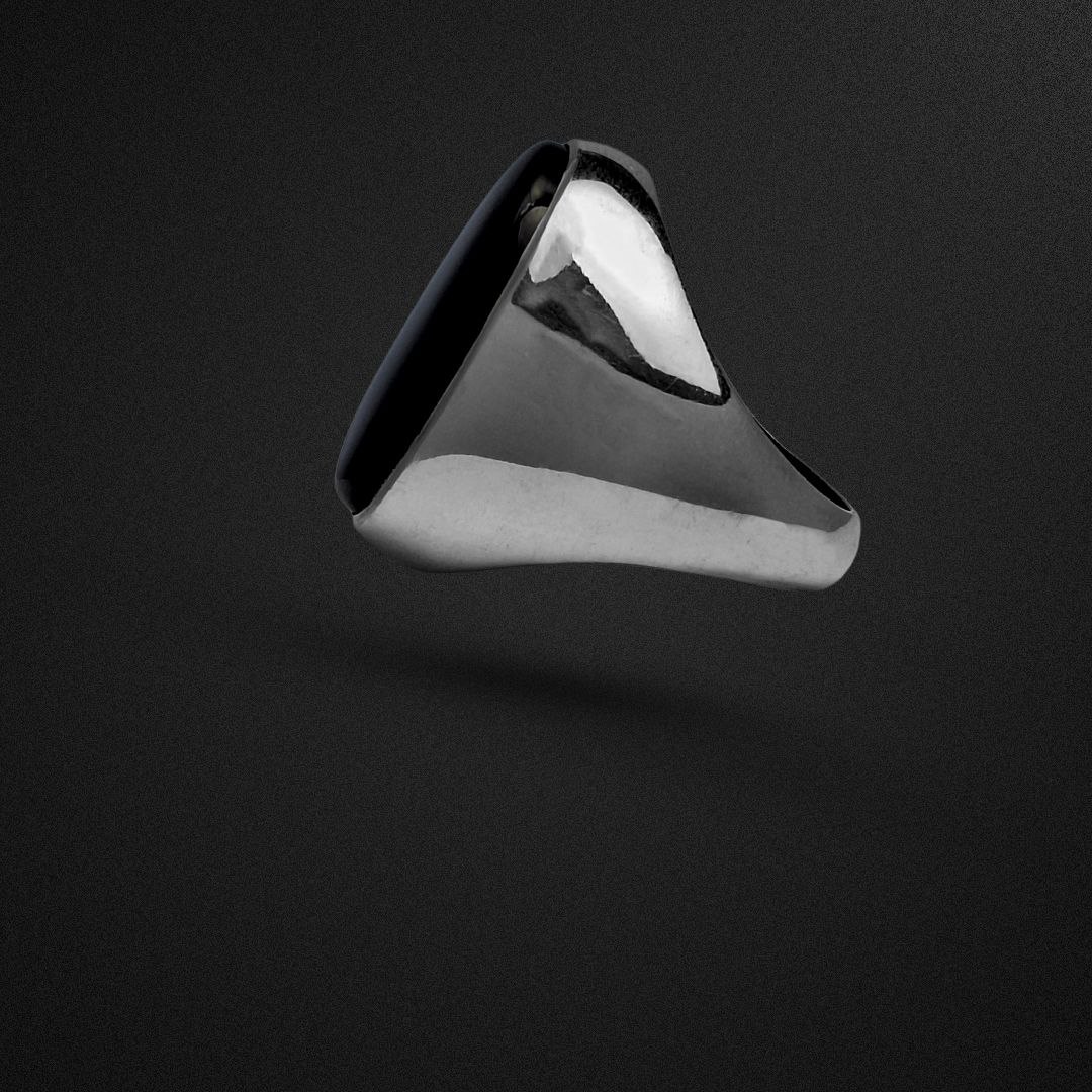 انگشتر نقره مردانه عقیق سیاه ساده