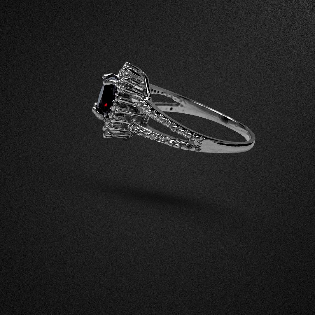 انگشتر نقره زنانه گارنت سرخ رودولایت رکاب خورشیدی 