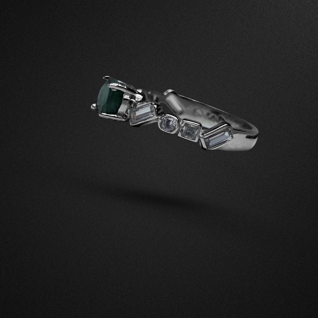 انگشتر نقره زنانه زمرد زامبیا مینیمال