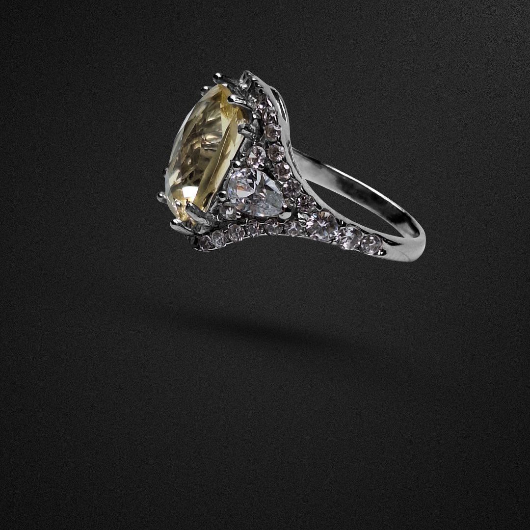 انگشتر نقره زنانه سیترین مستطیل تراش فنسی