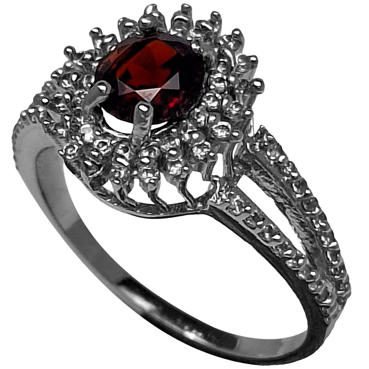 انگشتر نقره زنانه گارنت سرخ رودولایت رکاب خورشیدی 