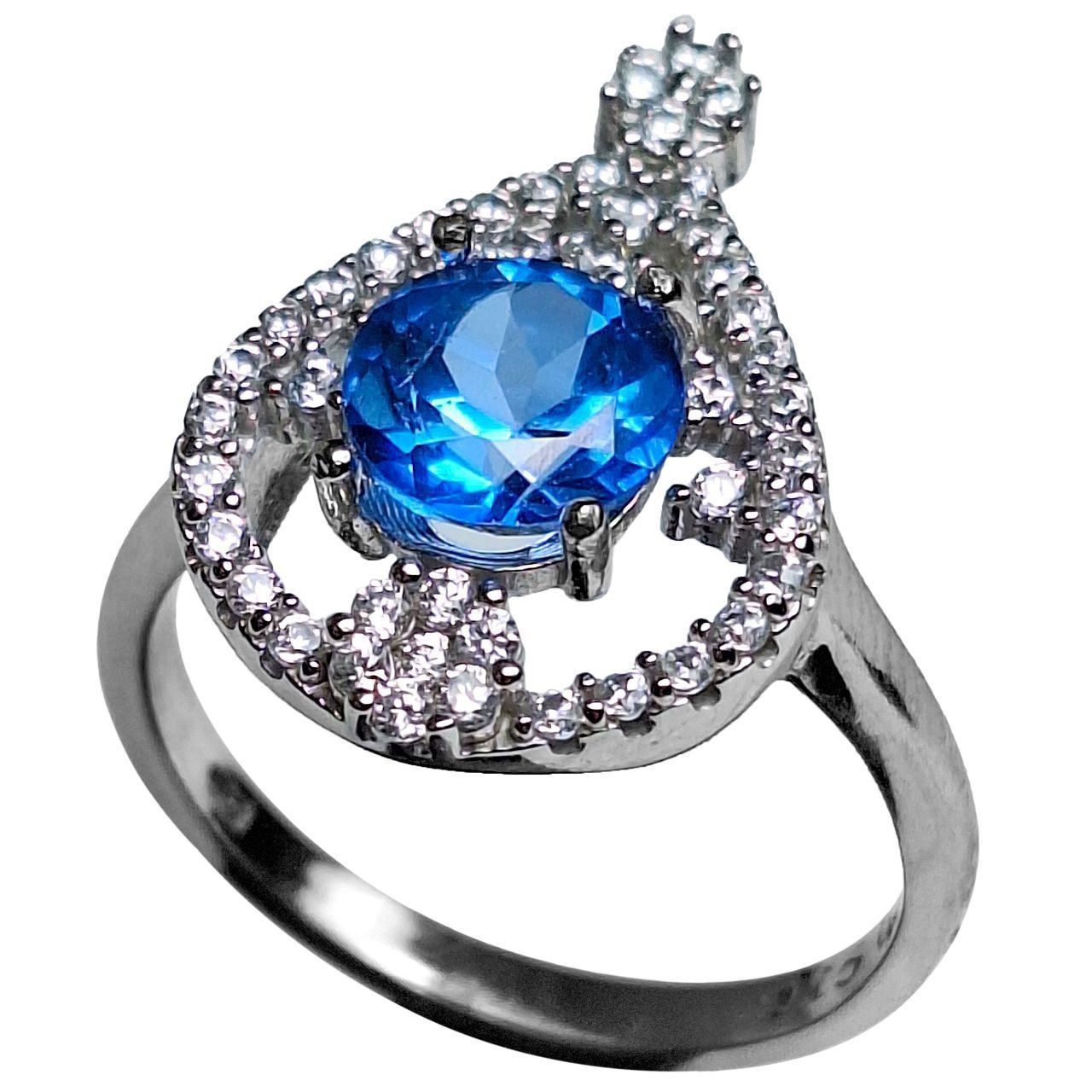 انگشتر نقره زنانه توپاز رکاب اشک