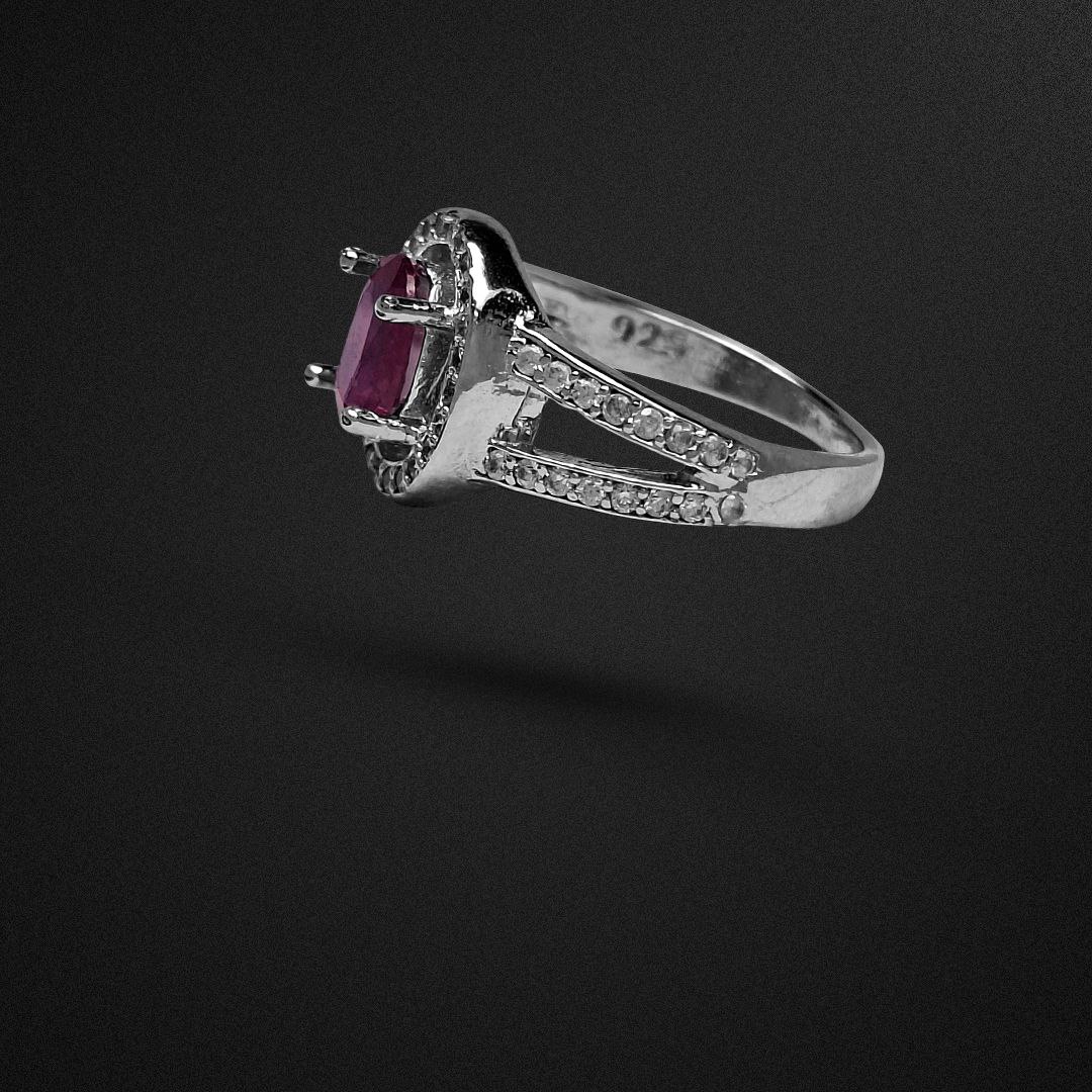 انگشتر نقره زنانه یاقوت سرخ آفریقایی رکاب هفتی