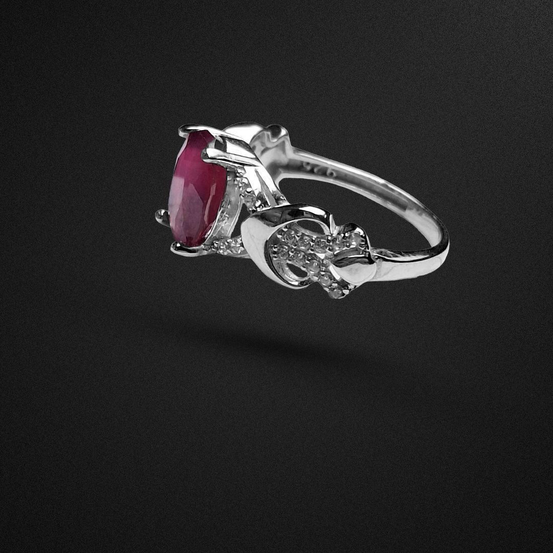 انگشتر نقره زنانه یاقوت سرخ آفریقایی زنجیر