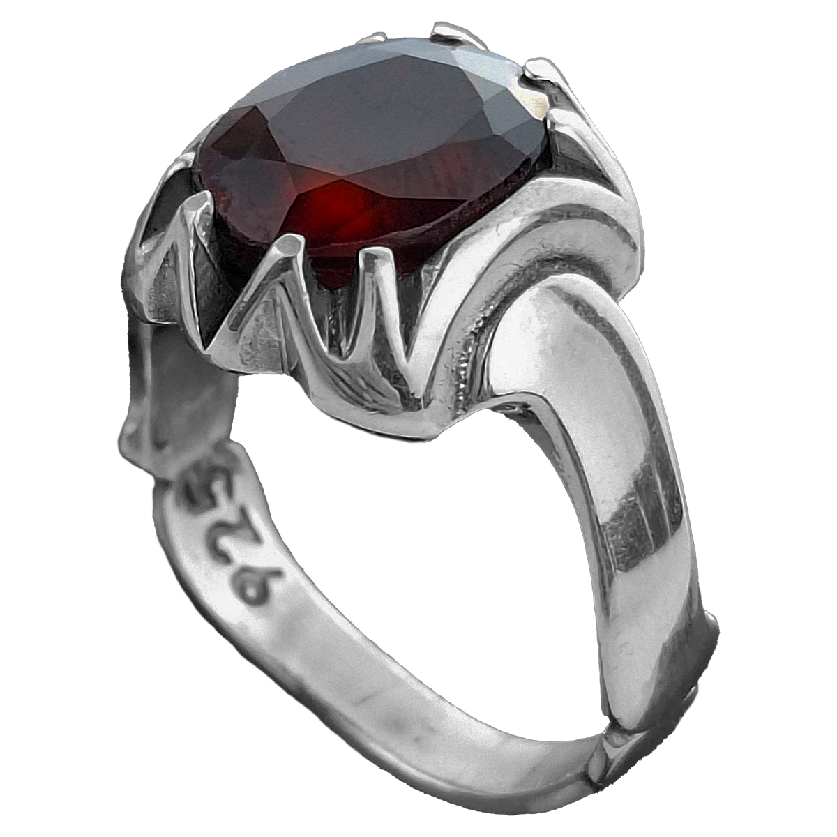  انگشتر نقره مردانه  گارنت سرخ