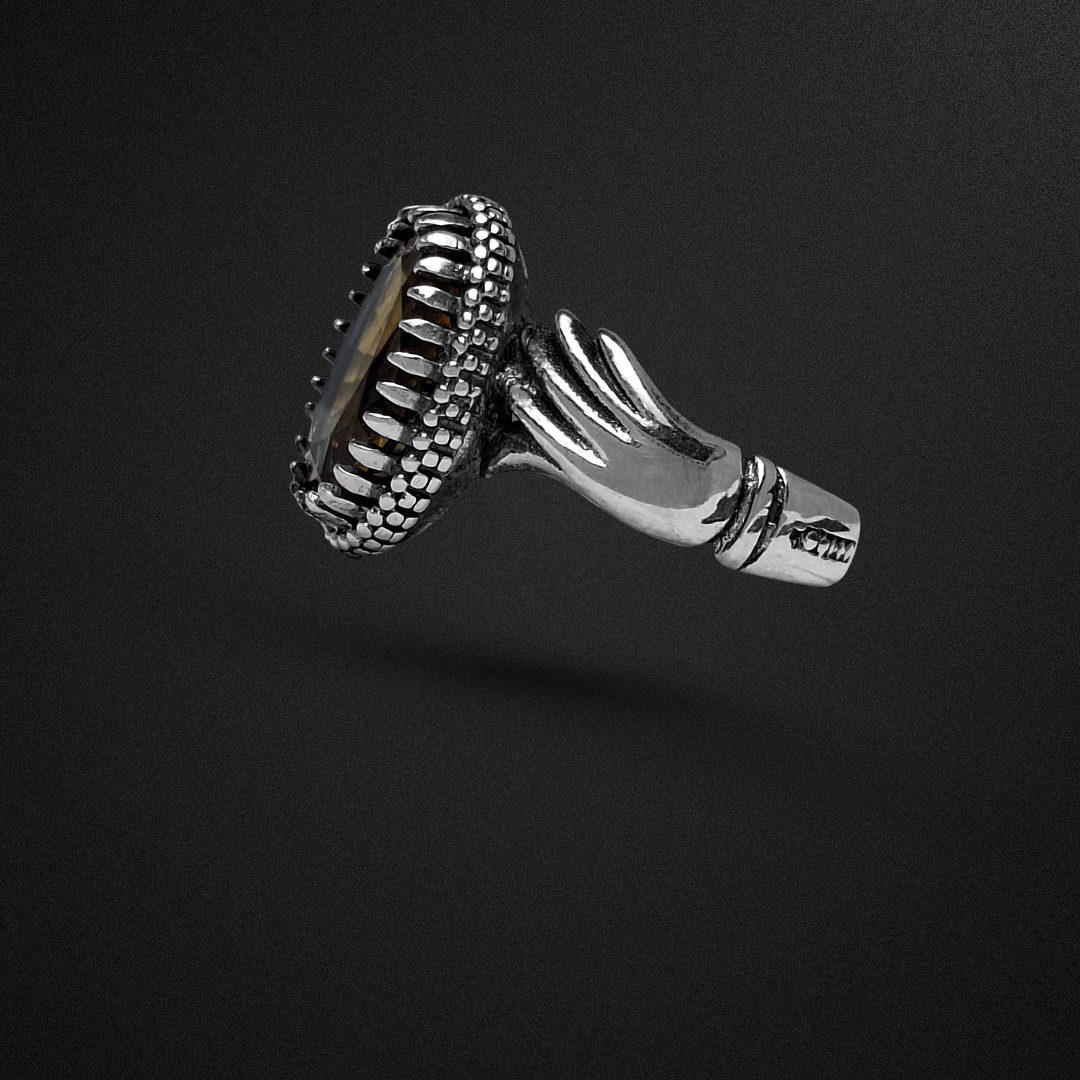 انگشتر نقره مردانه الکساندریت مدل دست دلبر