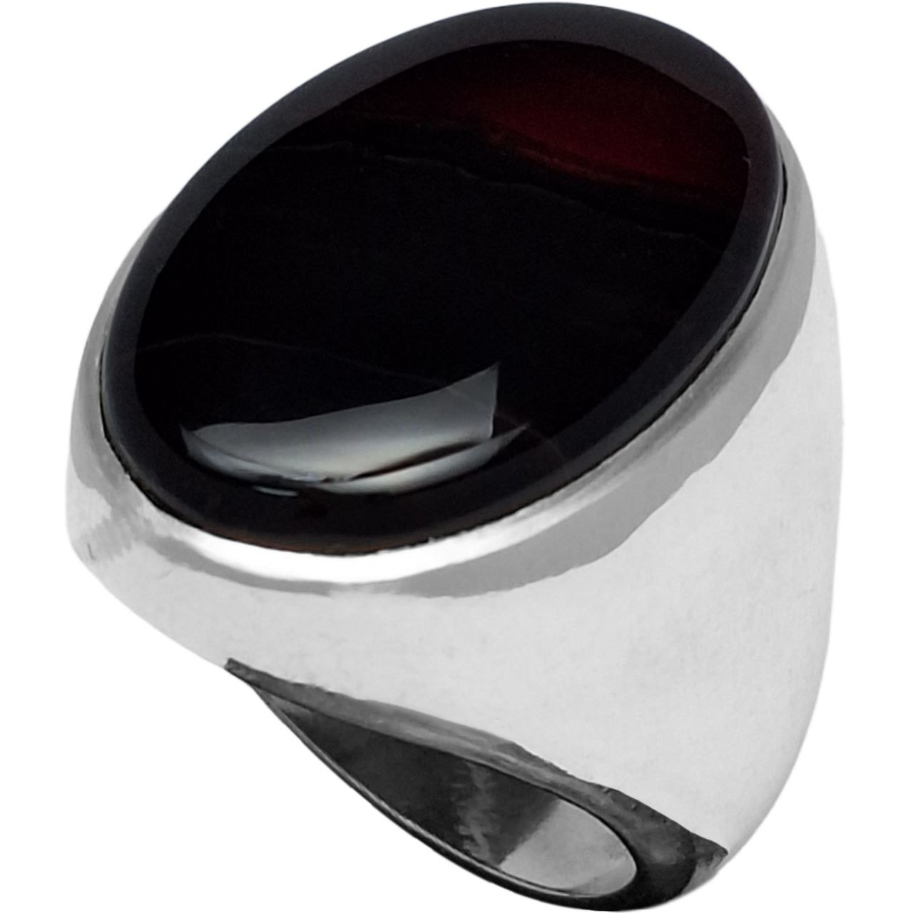 انگشتر نقره مردانه عقیق سیاه ساده