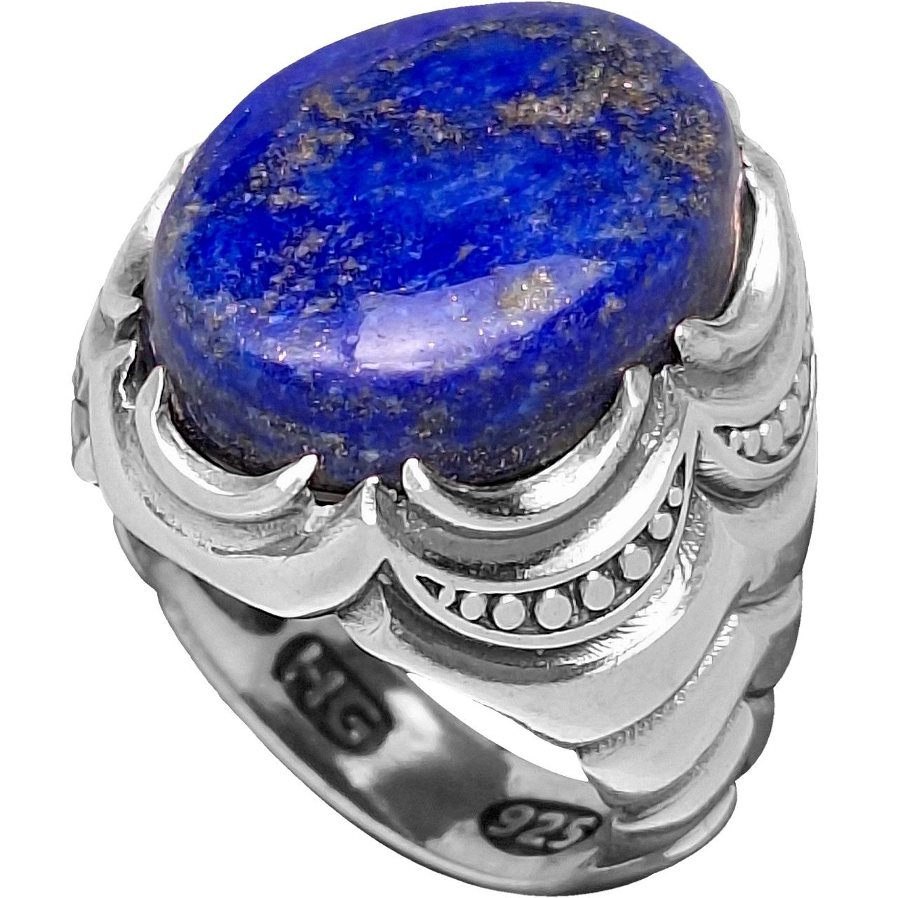 انگشتر نقره مردانه لاجورد طبیعی