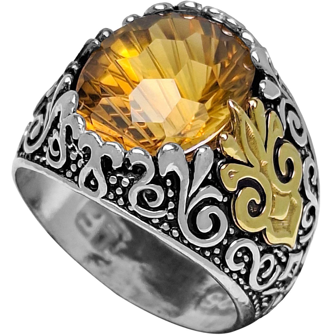 انگشتر نقره مردانه سیترین فوتبال‌کات