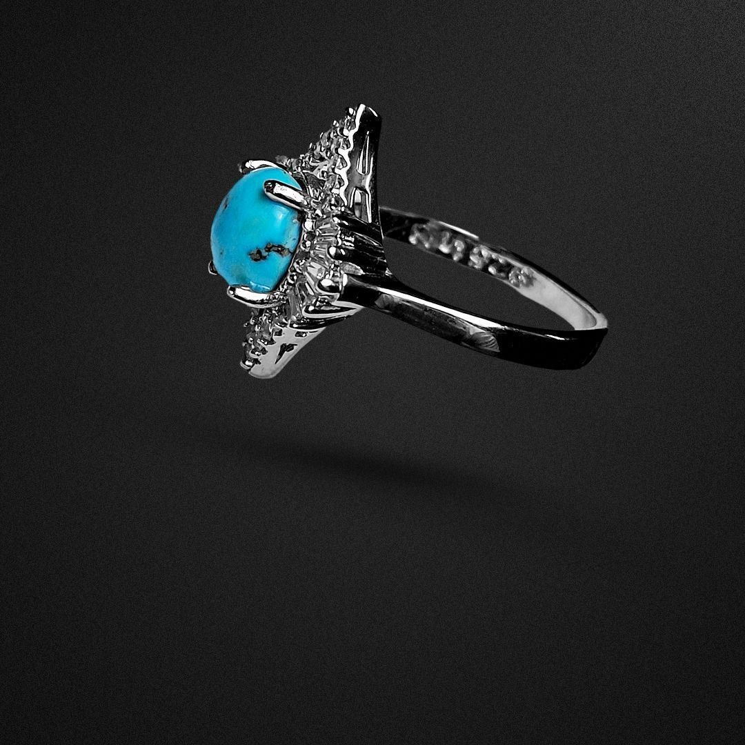 انگشتر نقره زنانه فیروزه نیشابور رکاب طرح چشم