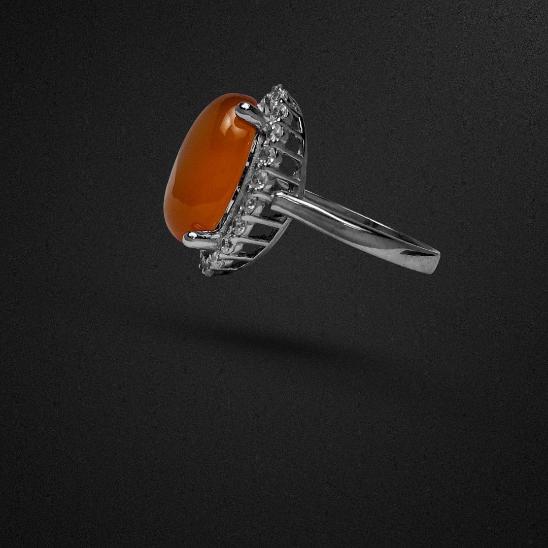 انگشتر نقره زنانه عقیق نارنجی پرتقالی یمنی