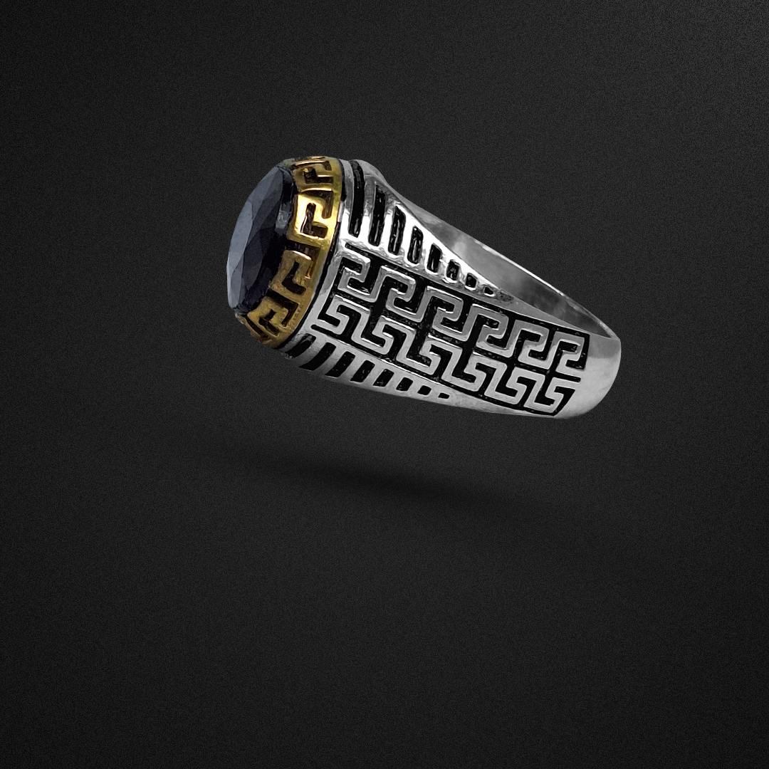 انگشتر نقره مردانه یاقوت کبود آفریقایی نگین افقی