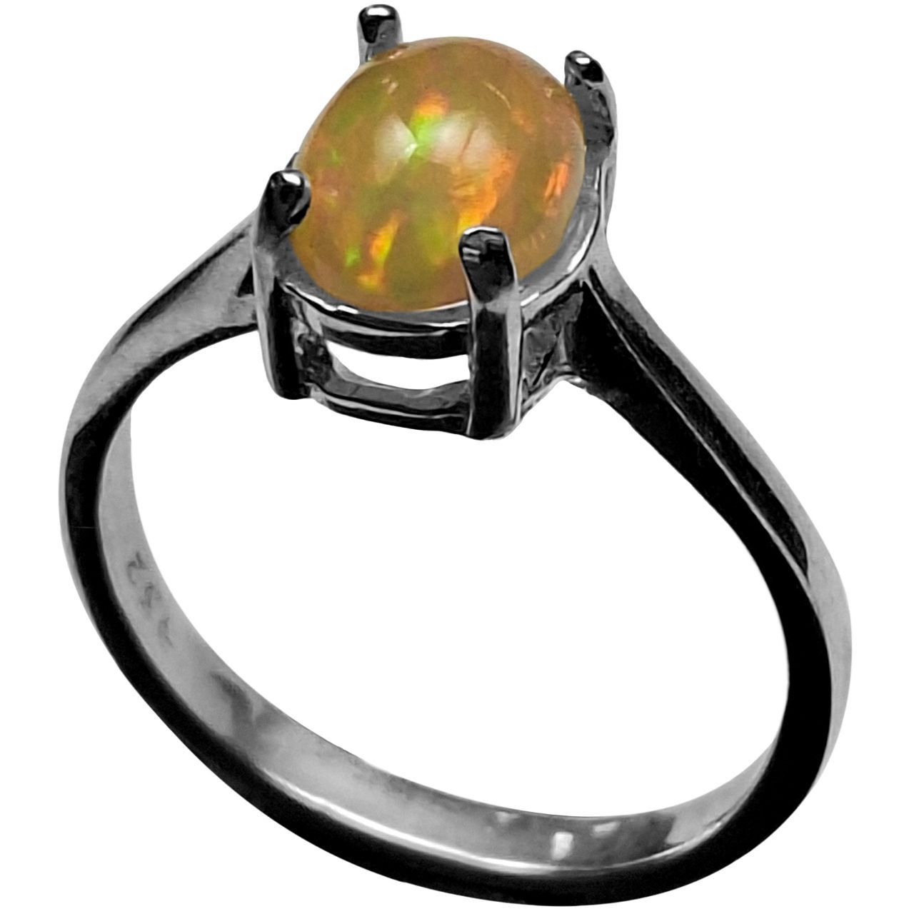 انگشتر نقره زنانه اپال اتیوپی ساده مینیمال