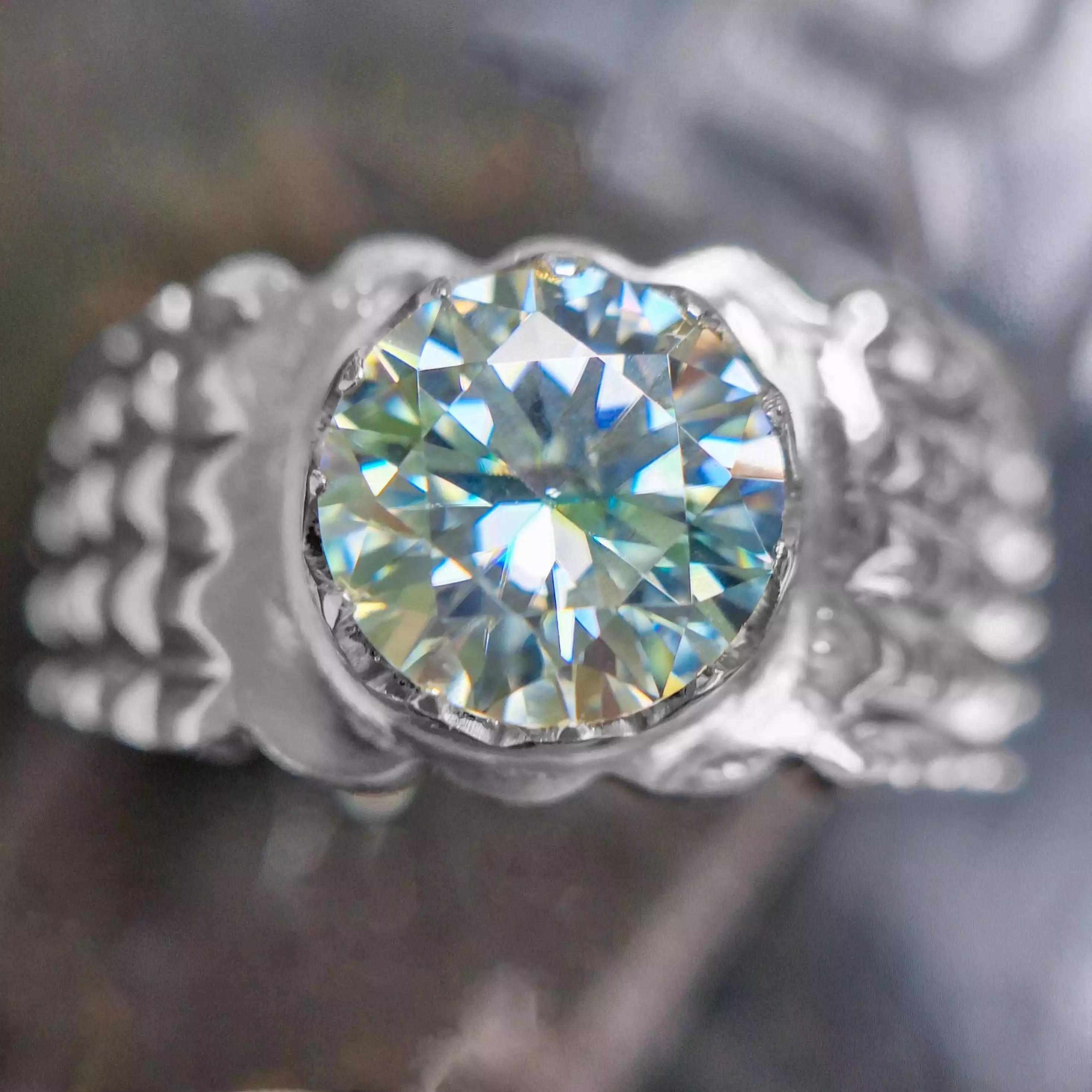 انگشتر نقره الماس روسی (موزانایت) اسپورت