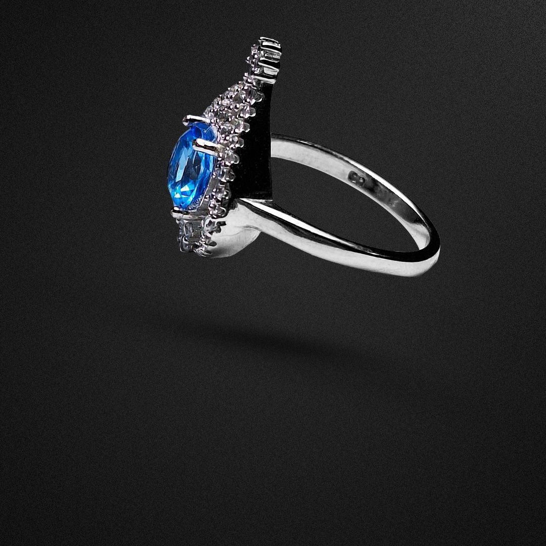 انگشتر نقره زنانه توپاز رکاب اشک