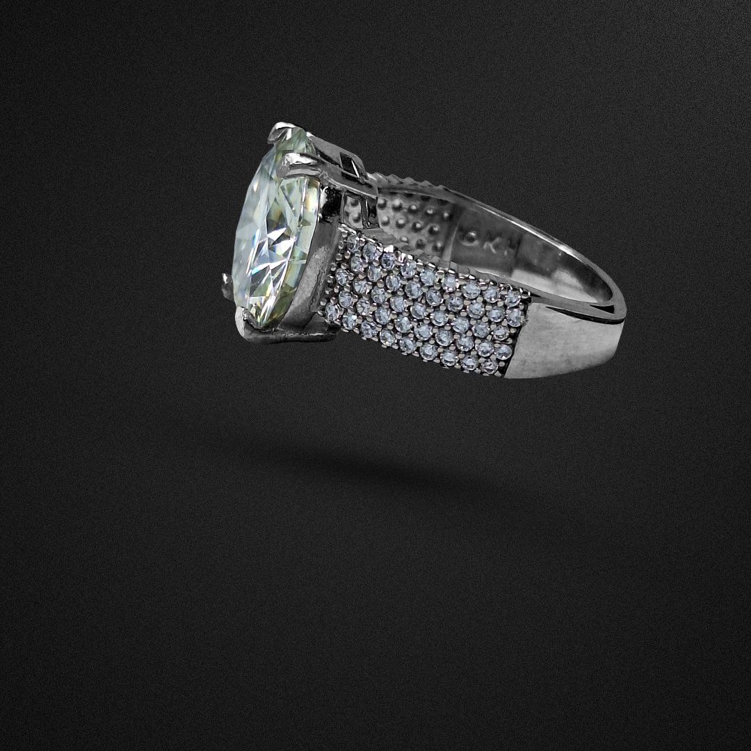 انگشتر نقره زنانه الماس روسی موزانایت رکاب پرمخراج