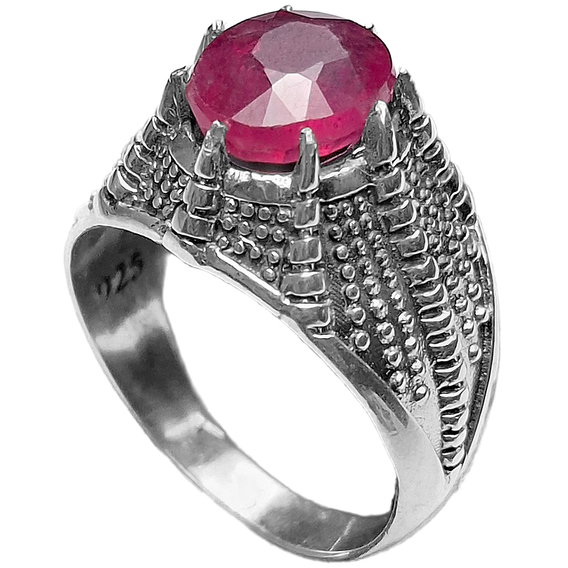 انگشتر نقره مردانه یاقوت سرخ آفریقایی