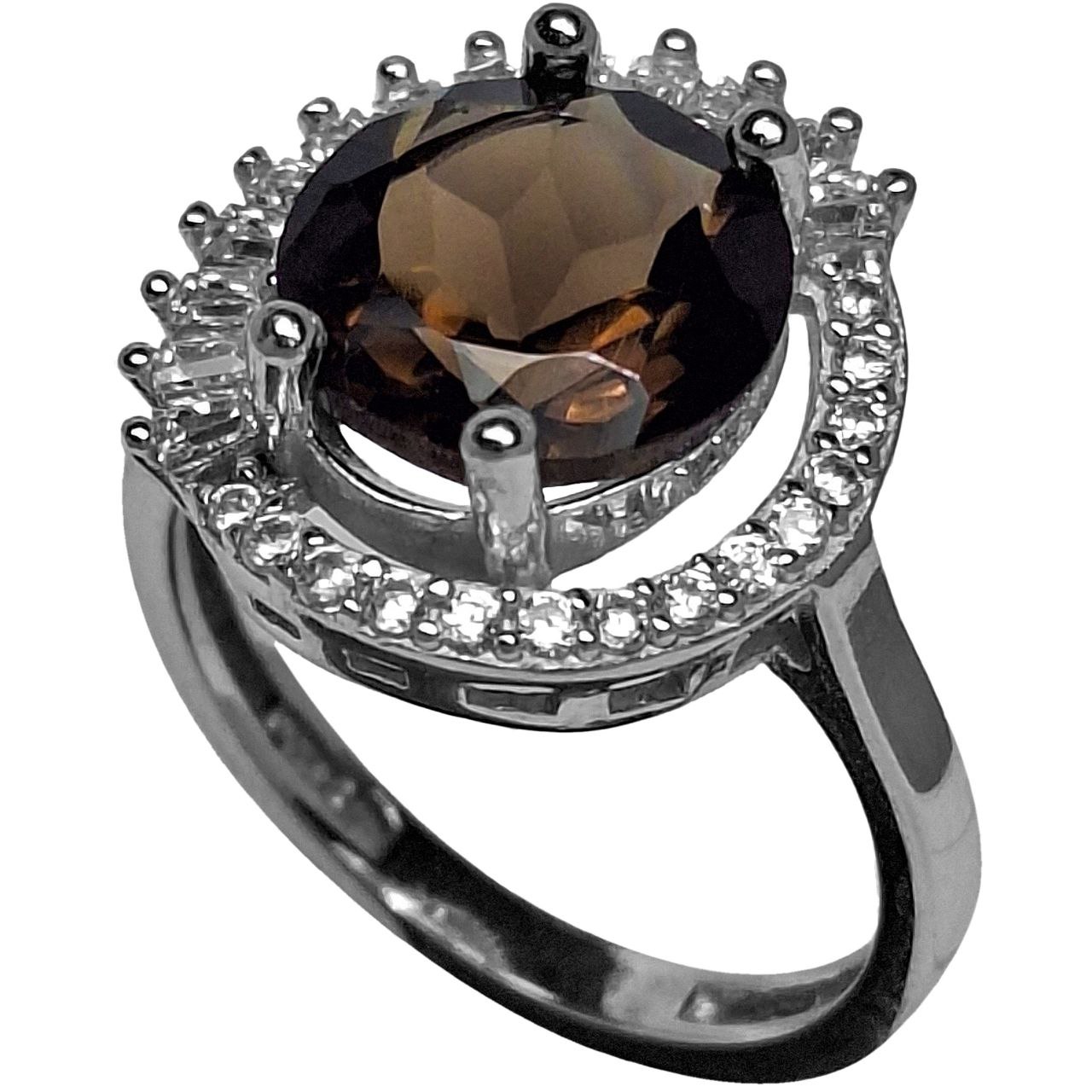 انگشتر نقره زنانه کوارتز دودی