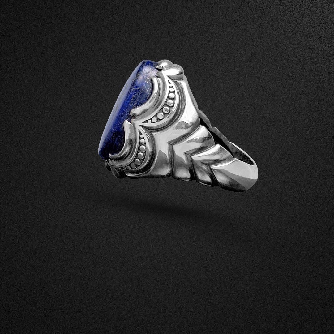 انگشتر نقره مردانه لاجورد طبیعی