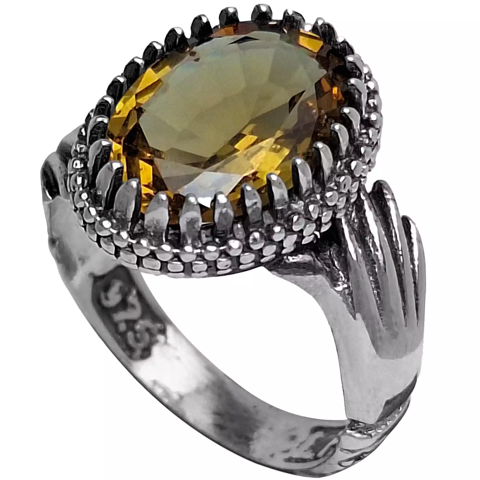 انگشتر نقره مردانه الکساندریت مدل دست دلبر