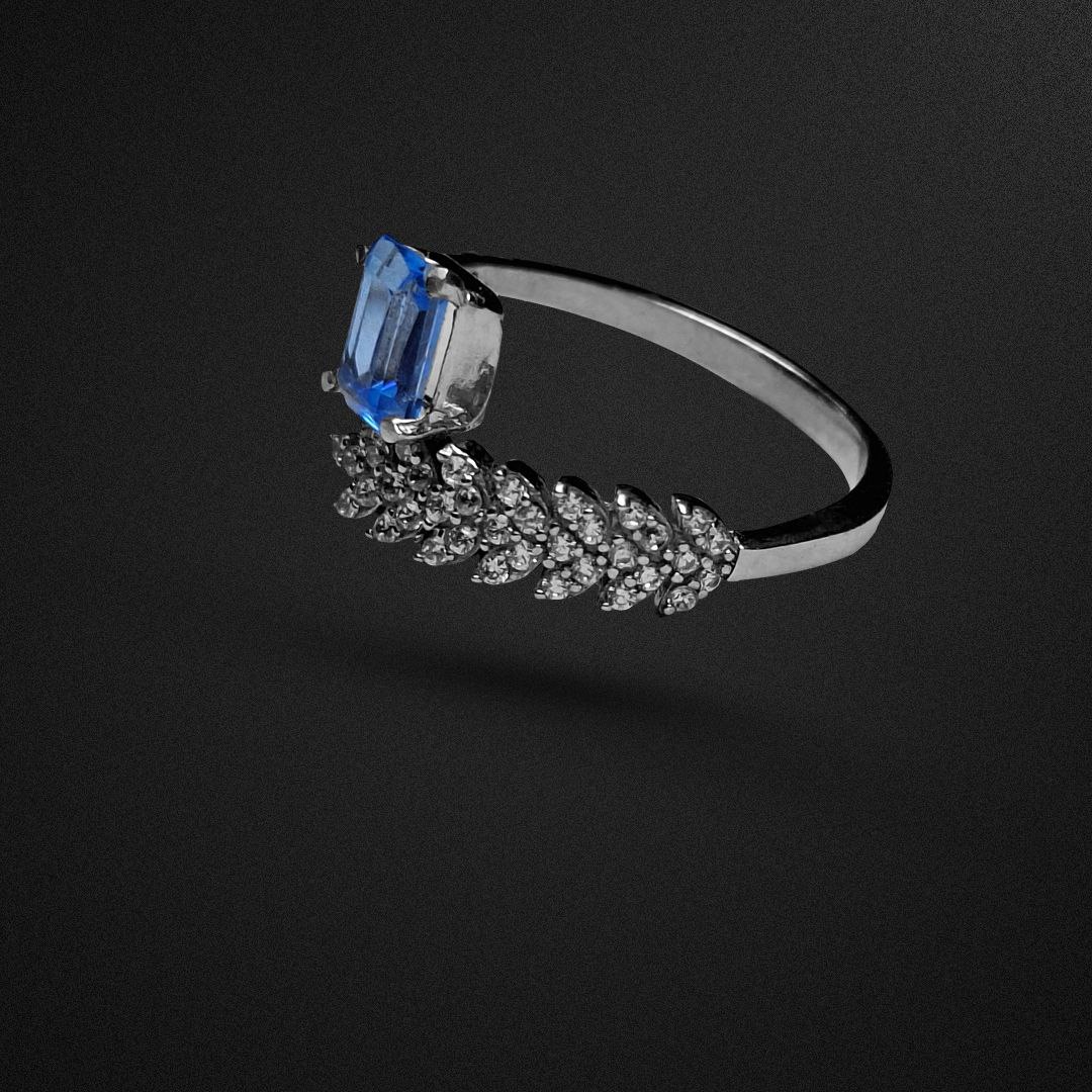 انگشتر نقره زنانه توپاز سوئیس رکاب خوشه گندم