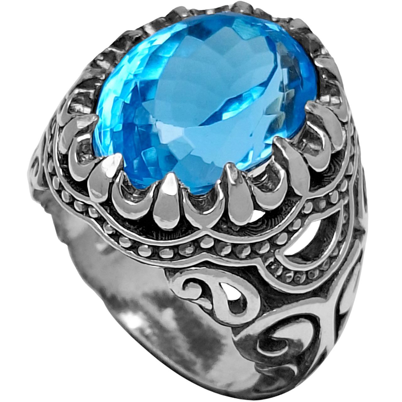 انگشتر نقره مردانه توپاز سوئیس