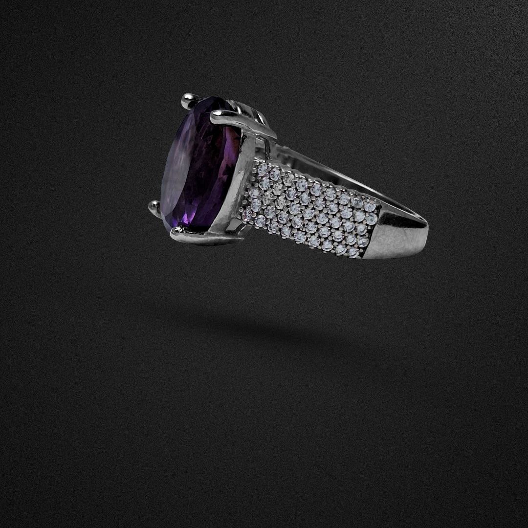 انگشتر نقره زنانه آمیتیست رکاب پرمخراج