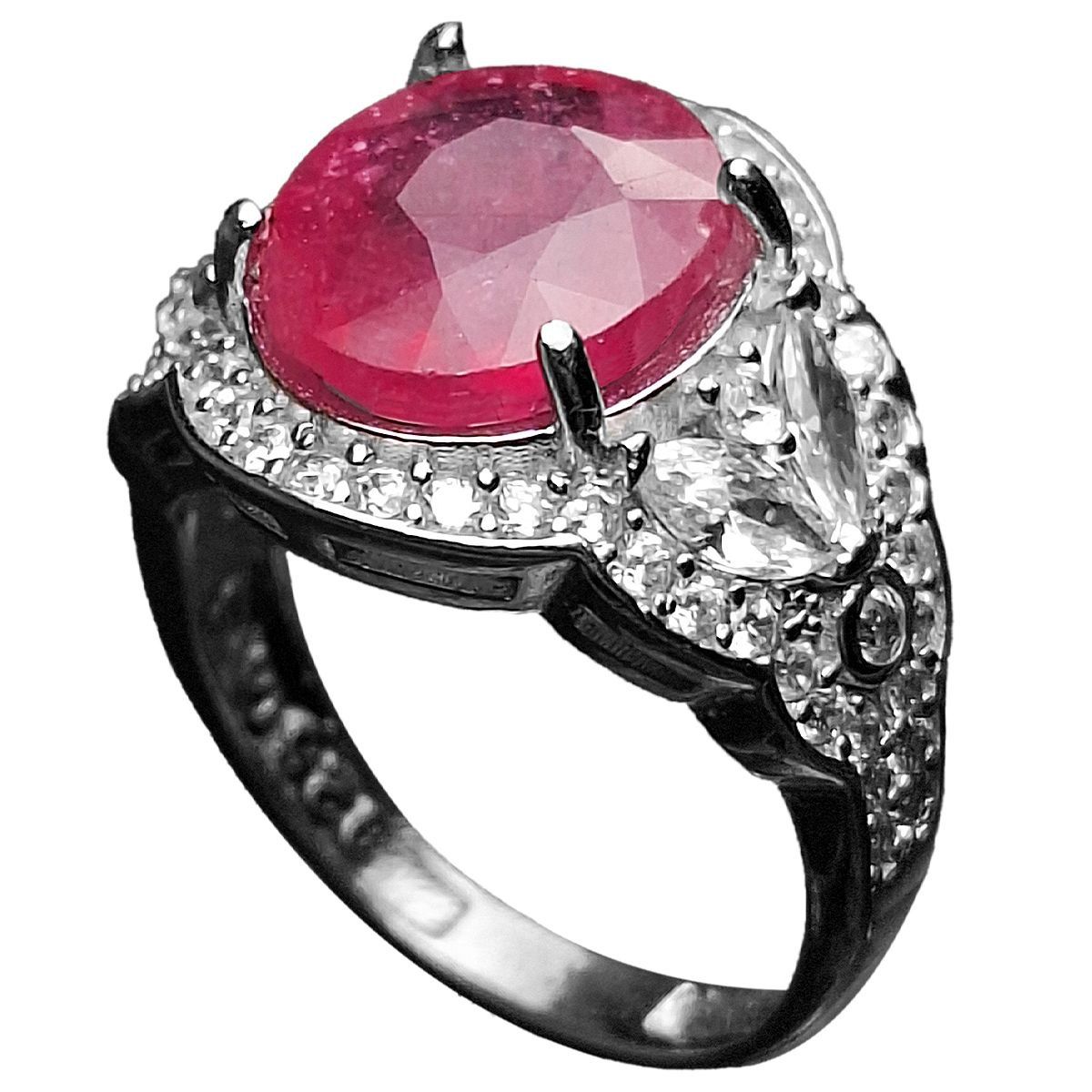 انگشتر نقره زنانه یاقوت سرخ آفریقایی بغل نگین