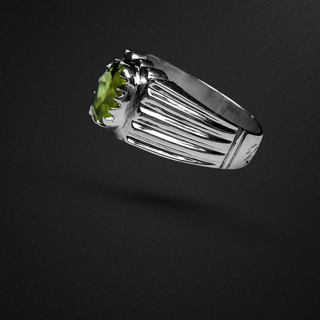 انگشتر نقره مردانه زبرجد طبیعی آفریقایی