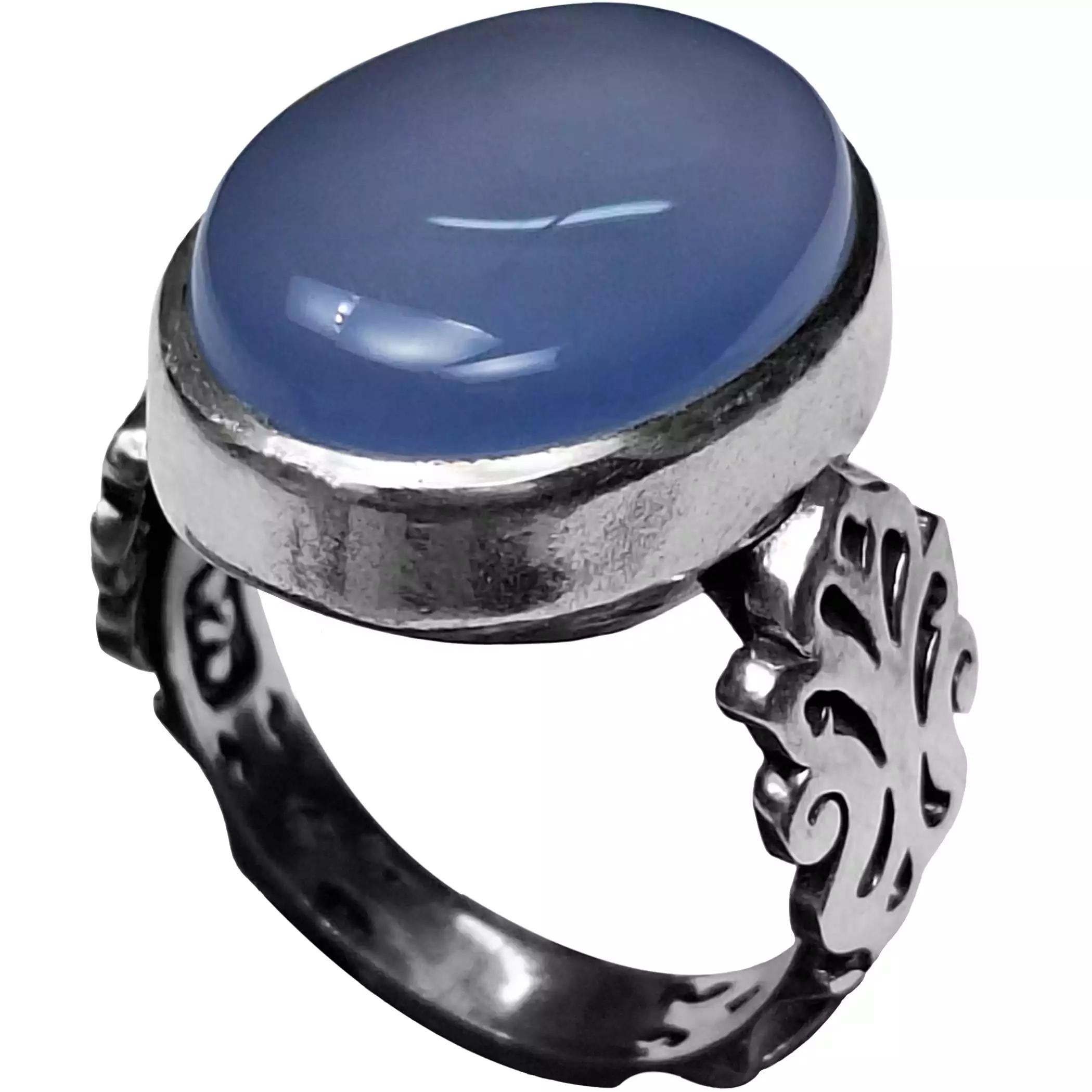 انگشتر نقره مردانه عقیق کبود سوسنی یمانی رکاب صفوی