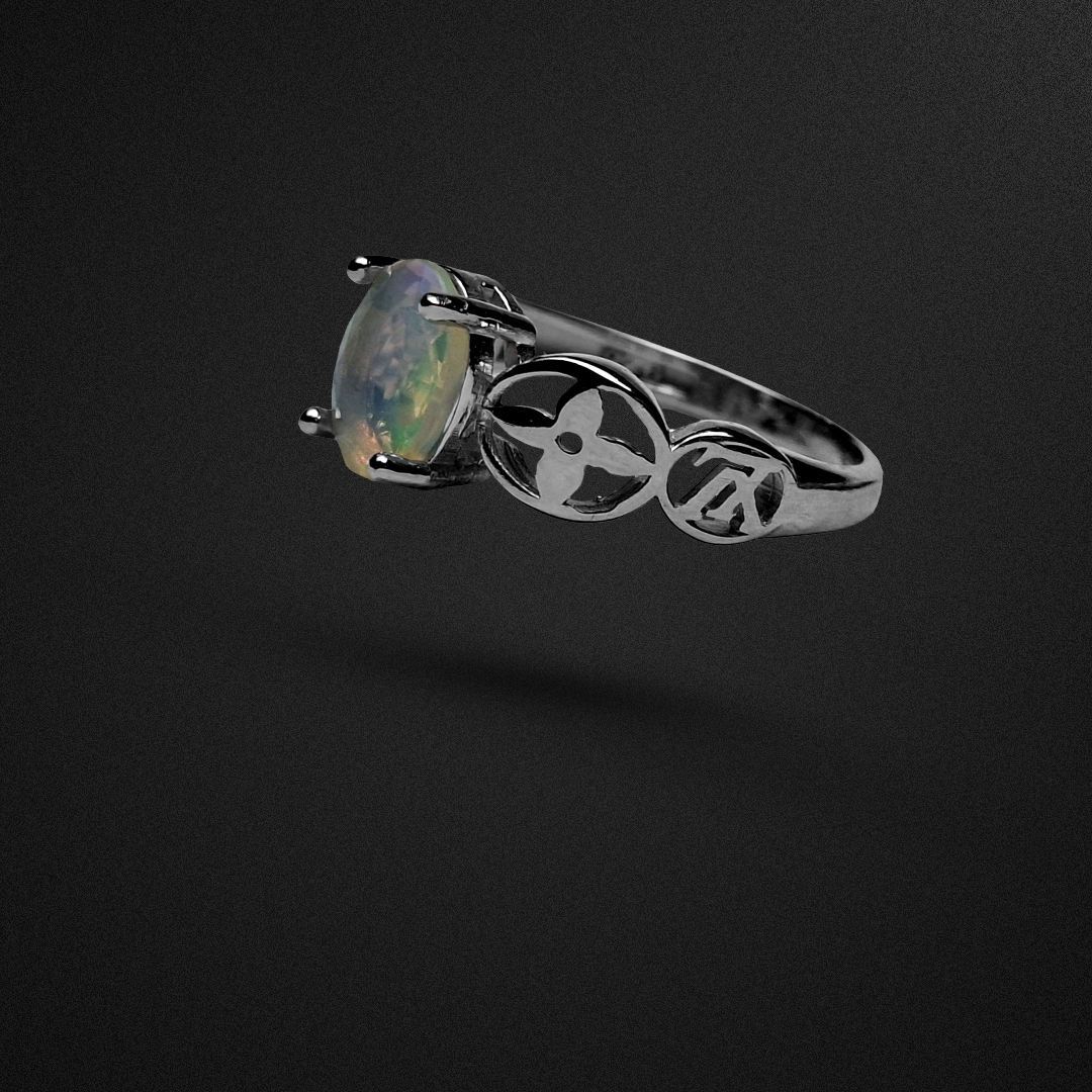 انگشتر نقره زنانه اپال اتیوپی رکاب ستاره چارپر