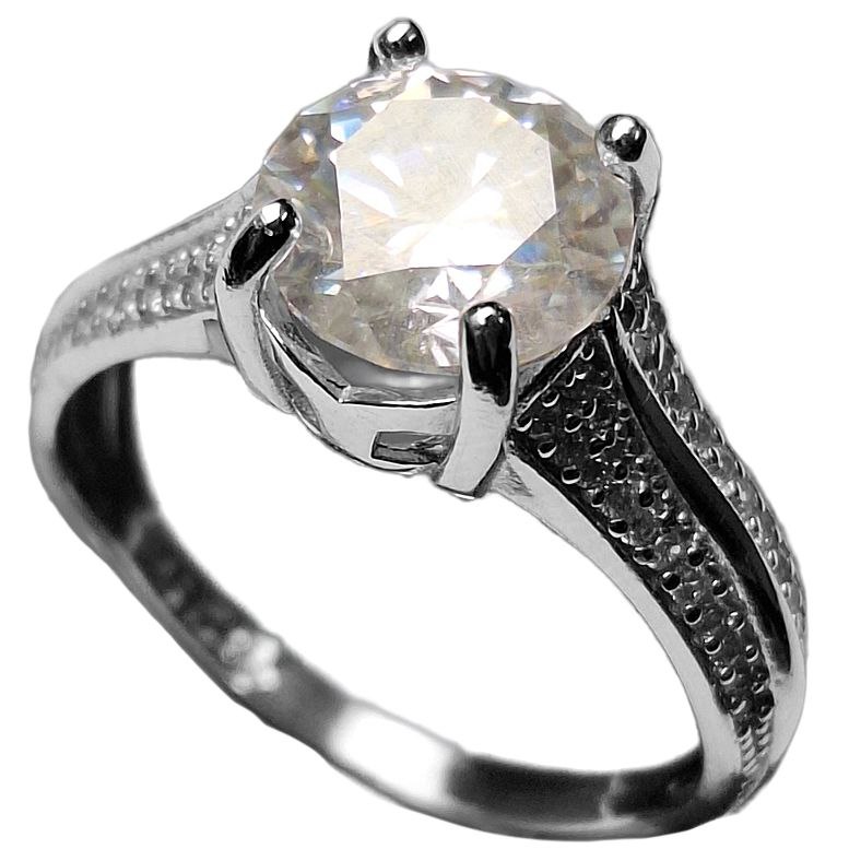 انگشتر نقره زنانه الماس روسی (موزانایت)