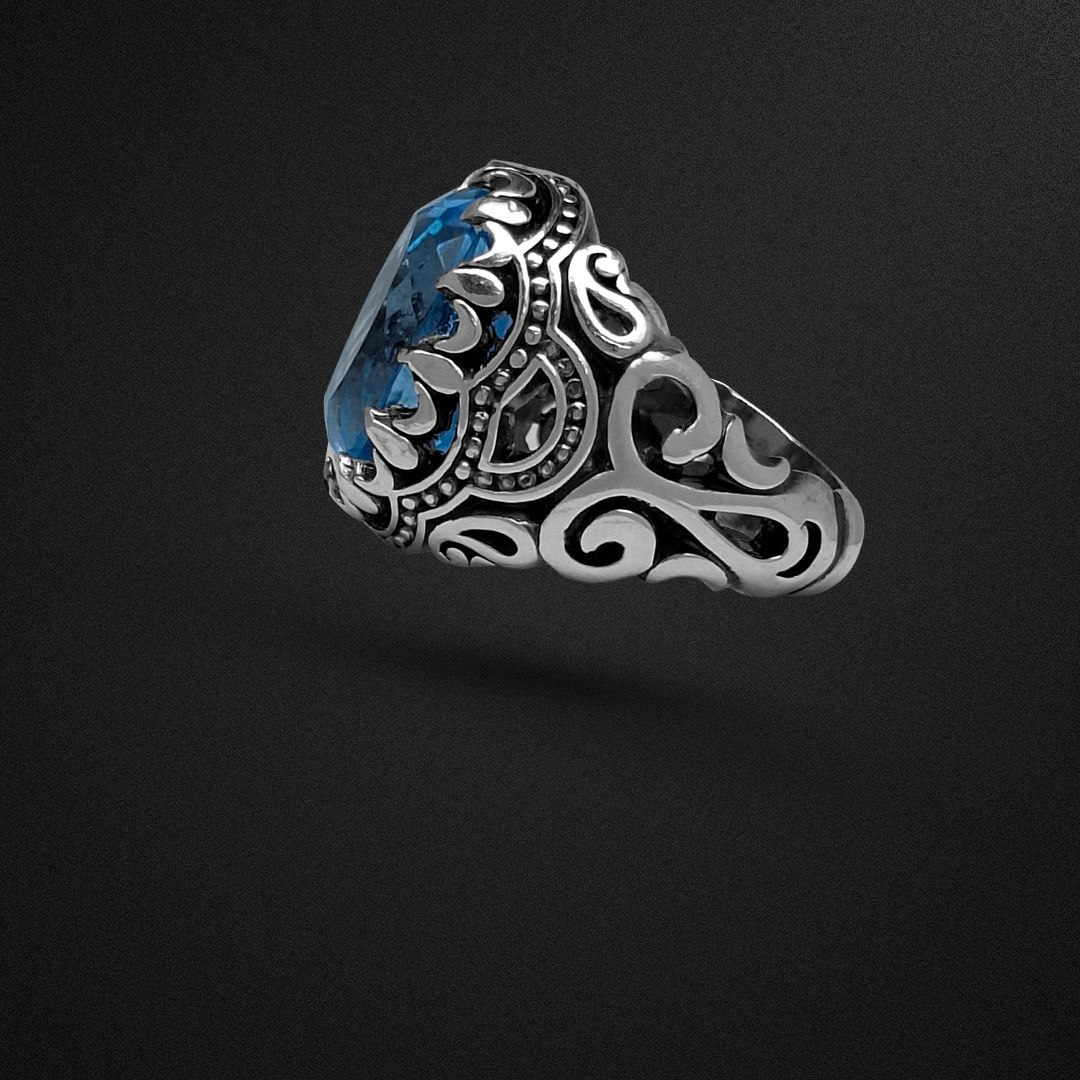 انگشتر نقره مردانه توپاز سوئیس