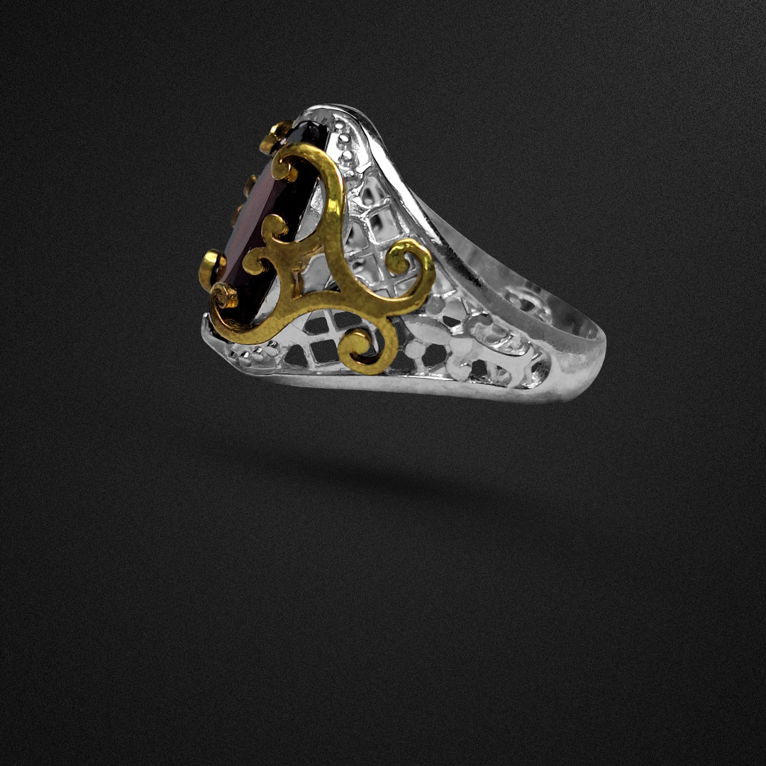 انگشتر نقره مردانه گارنت سرخ رکاب همایونی 